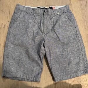 Modern Amusement Mens Gray Chambray Chino Shorts Size 32 Cotton Casual Summer